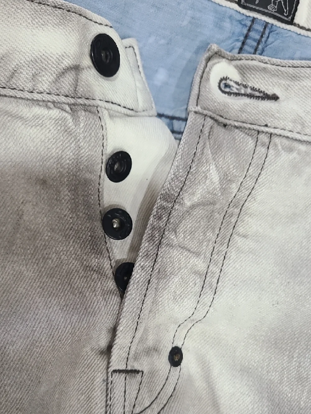 PRPS Men’s Light Wash Jeans with Blue Patchwork